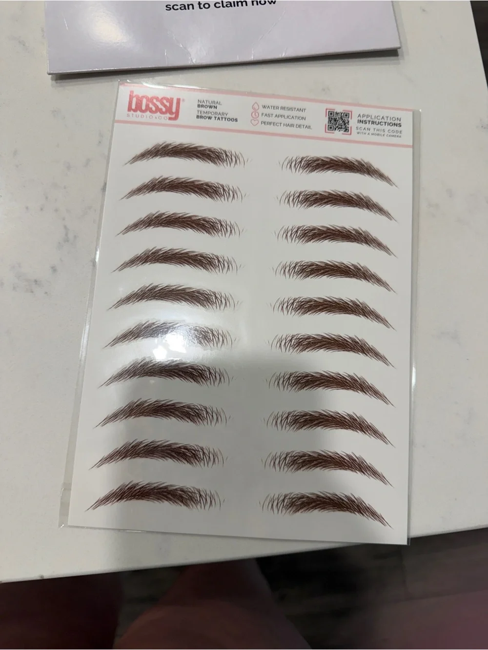 Bossy Studio, nwt, Natural Brown Peel-and-Stick Brow Tattoos - Pack of 3